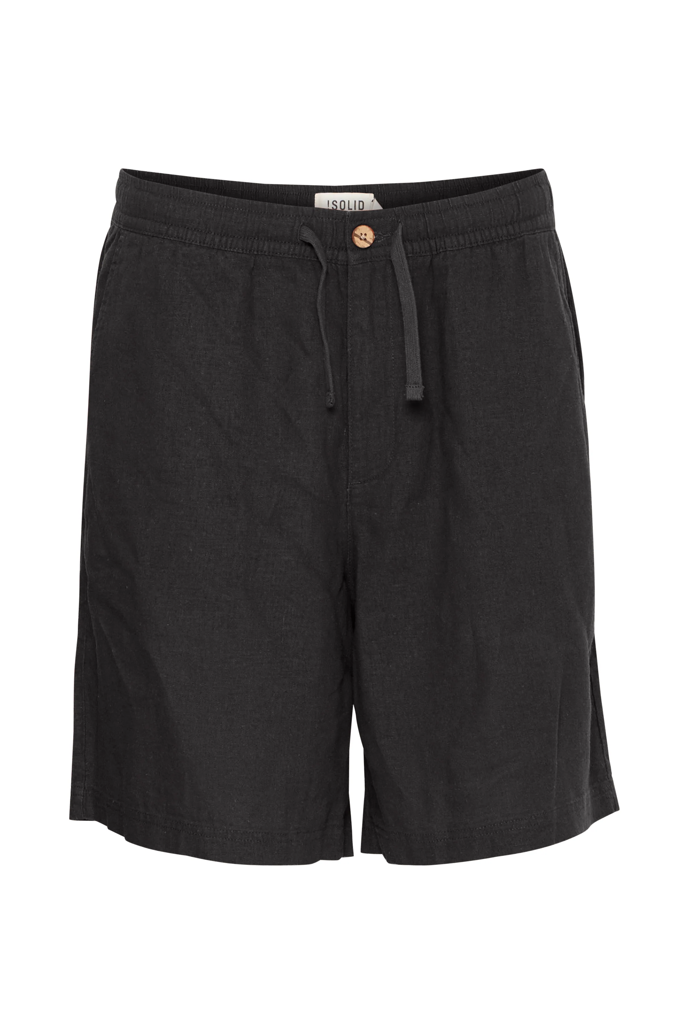Allan Elas Linen Drawstring Shorts in Black - Image 6