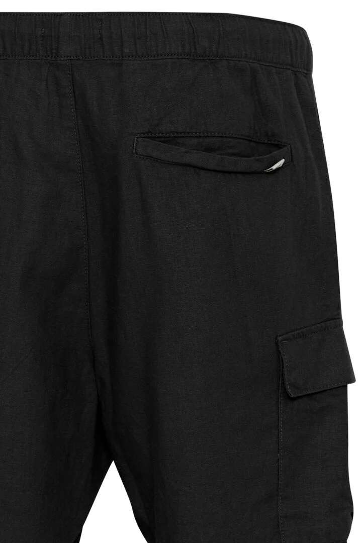 Aurelius Linen Cargo Shorts in True Black - Image 3