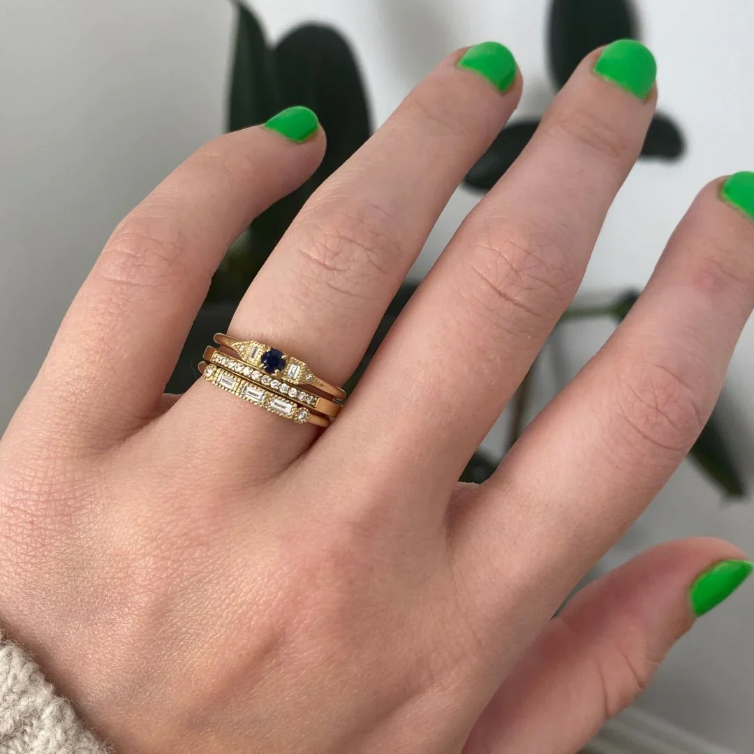 Blue Sapphire Petite Deco Era Ring - Image 3