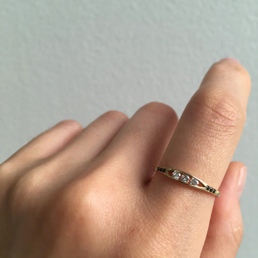 White + Black Diamond Float Ring - Image 4