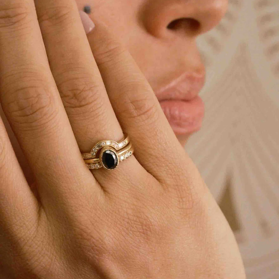 Large Black Diamond Wisp Ring - Image 3