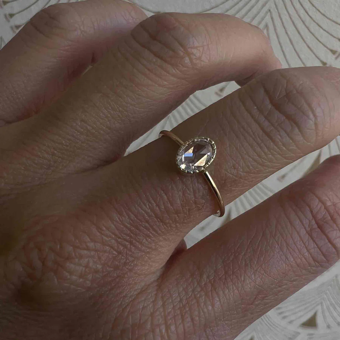Rose Cut Diamond Oval Wisp Ring - Image 4