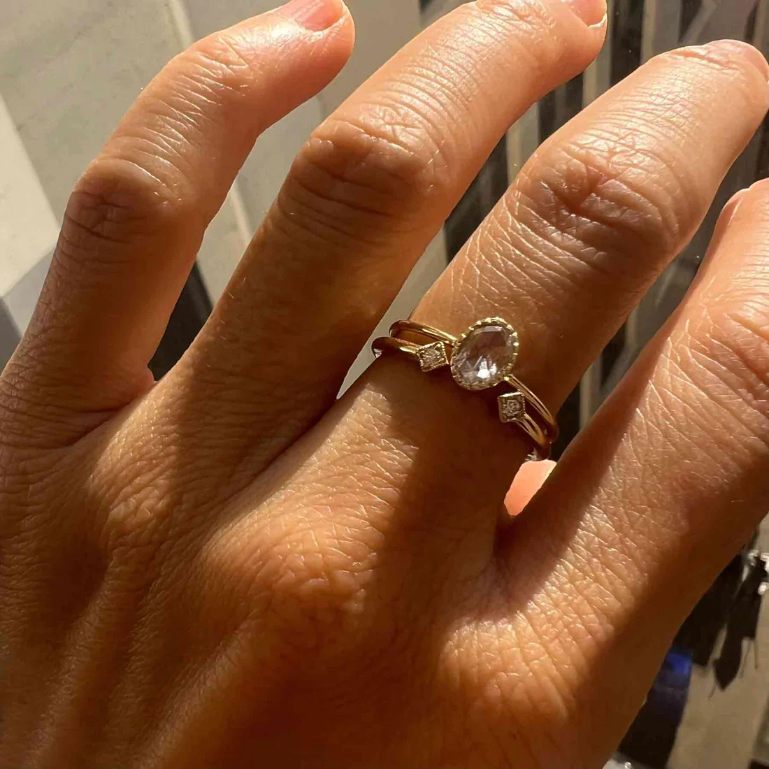 Rose Cut Diamond Oval Wisp Ring - Image 5